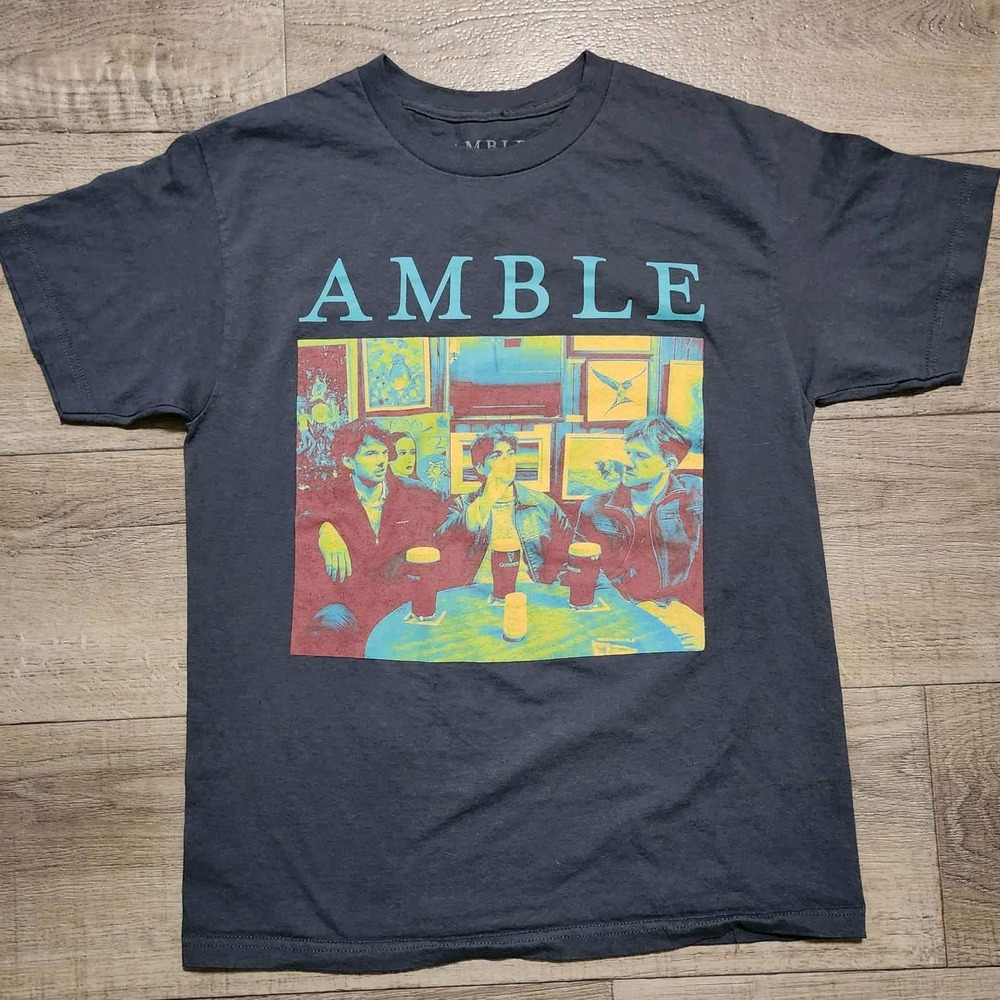 Amble 2025 Tour T-Shirt Mens Medium Charcoal Gray Graphic Band Tee Short Sleeve